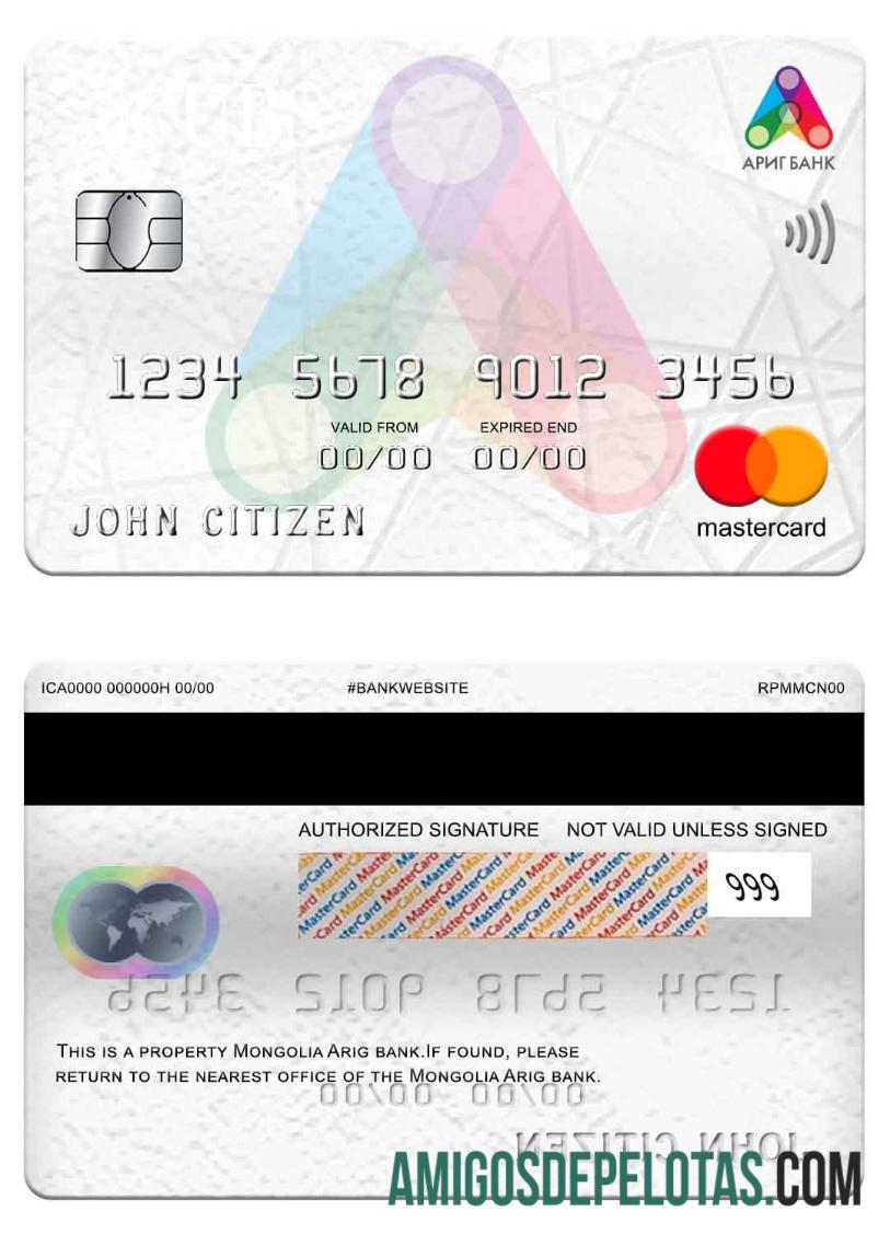 Mongolia Arig Bank Mastercard sample